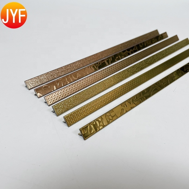 Factory Supply Decorative  Metal trim strip T Shape 304 Stainless Steel Flexible Metal Tile Edge Trim For Home