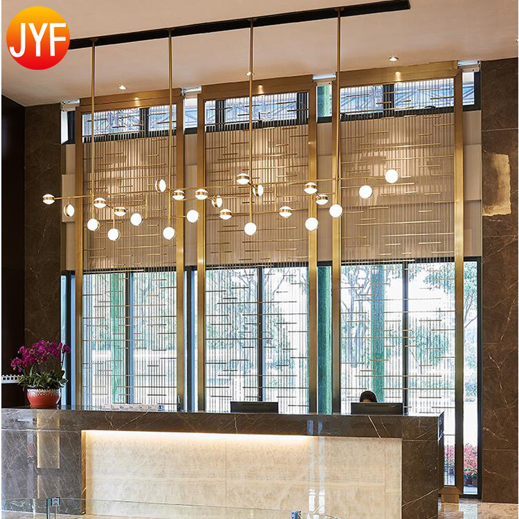 ZZ9931 Gold Privacy Screen Stainless Steel Hall Partition For Indoor