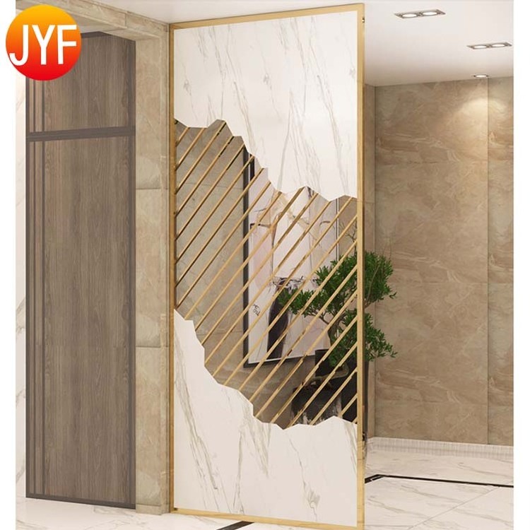 H470 China Supply Hanging Privacy Living Room Divider Stainless Steel Gold Screen Partition