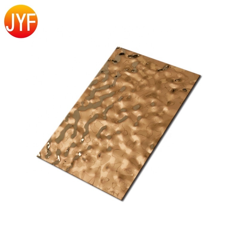 S98 Embossed Sheet For Ceiling and Wall Panel Stamped Golden Decorative Stainless Steel Brass Water Ripple Sheet