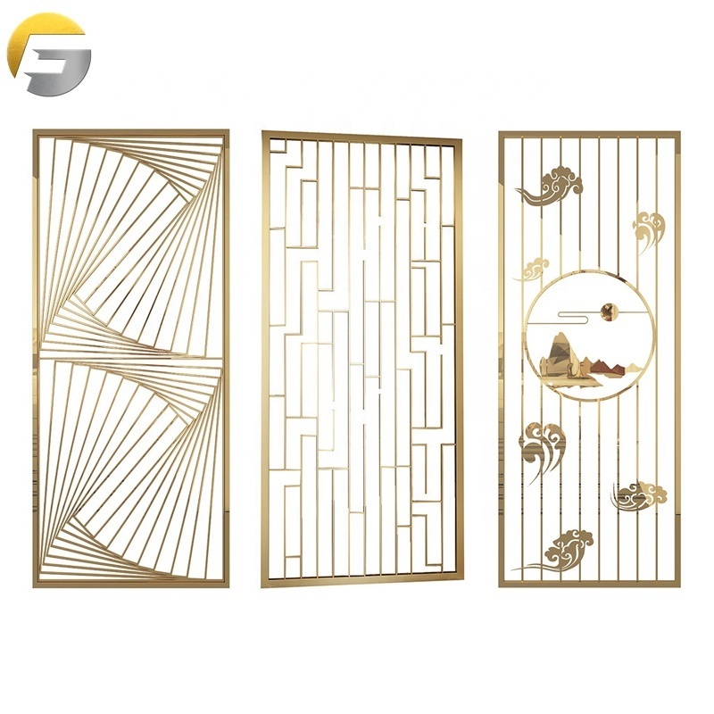 CL128 Interior high-end decorative stainless steel gold brass partition metal screen room divider for living room