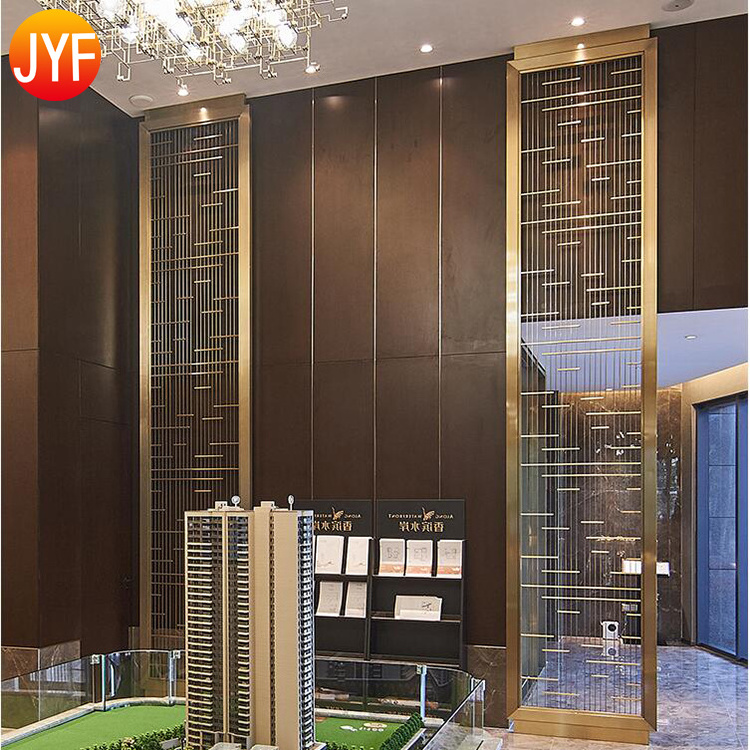 ZZ991 Cheap Price Golden Surface Decoration Wedding Screen Room Partition Metal Screen Partition