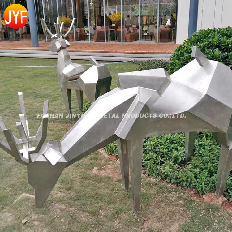 L8 New Design Outdoor Decoration Custom Stainless Steel Large Life Size Metal Art Stainless Steel Metal Giraffe Statue