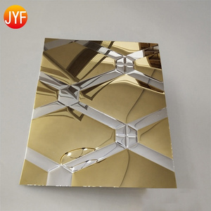 CL164 201 304 316 Gold Stamped Stainless Steel 3d Wall Panel Design Hammered Pattern Stainless steel sheet Double Color