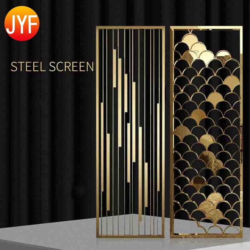 CL128 Interior high-end decorative stainless steel gold brass partition metal screen room divider for living room