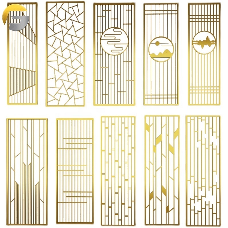 CL128 Interior high-end decorative stainless steel gold brass partition metal screen room divider for living room