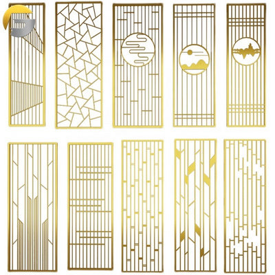 CL128 Interior high-end decorative stainless steel gold brass partition metal screen room divider for living room