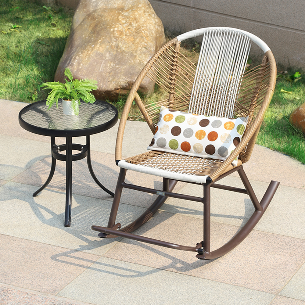 Factory Support PE Rattan With Aluminum Frame Swinging Garden Chair Leisure Rocking Chairs