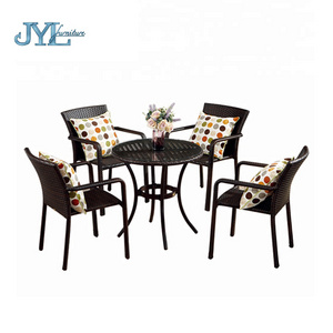 Backyard Furniture Garden Leisure Furniture Metal Rattan Leisure Table Chair Sets Muebles De Exterior Jardin