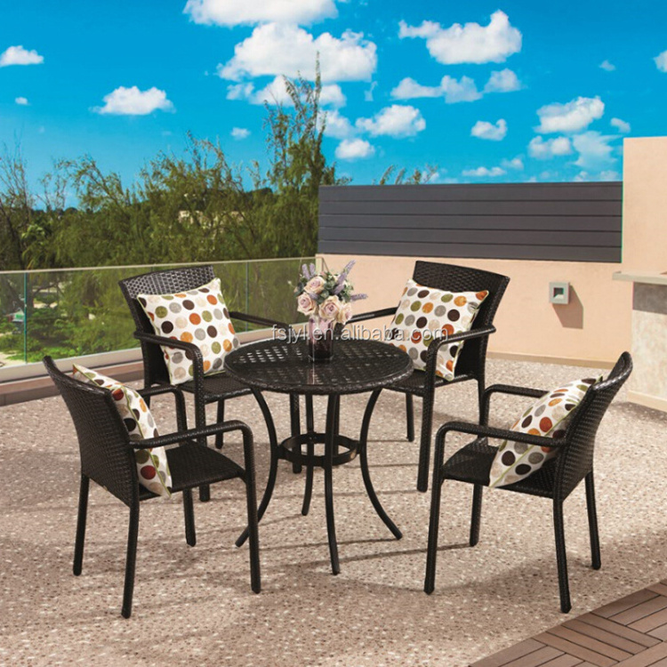 Backyard Furniture Garden Leisure Furniture Metal Rattan Leisure Table Chair Sets Muebles De Exterior Jardin