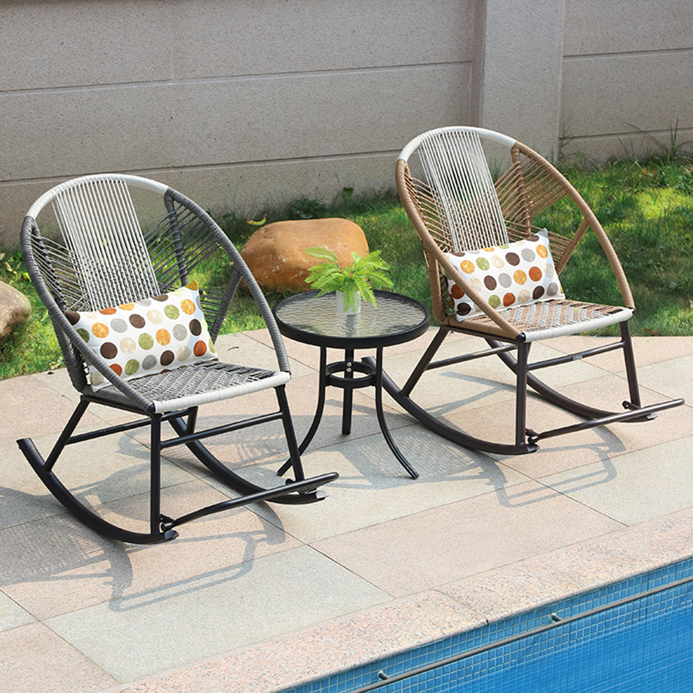 Factory Support PE Rattan With Aluminum Frame Swinging Garden Chair Leisure Rocking Chairs