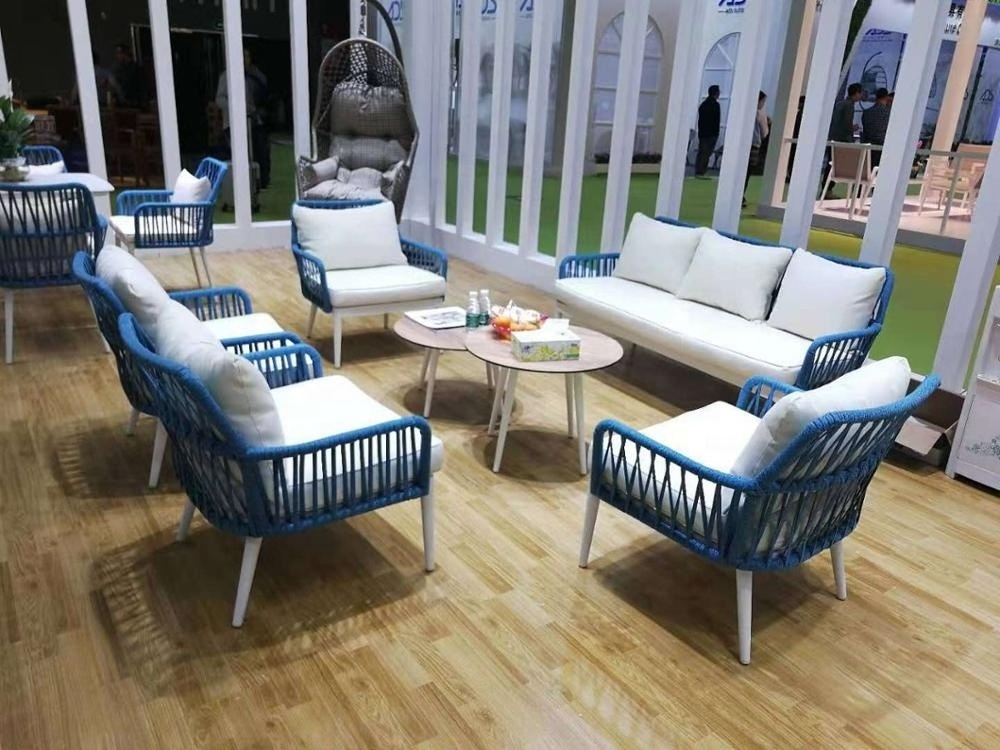 Fashion European outdoor hotel garden Rope sofa set rope furniture