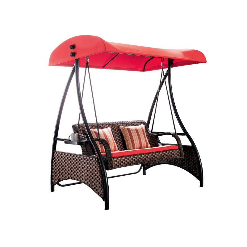 High class Red and black Double seat outdoor swing egg rattan chair for garden used