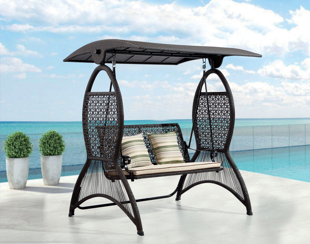 PE rattan Outdoor Furniture Adult 3 Seat Garden Household Courtyard Balcony Patio Swing Chair