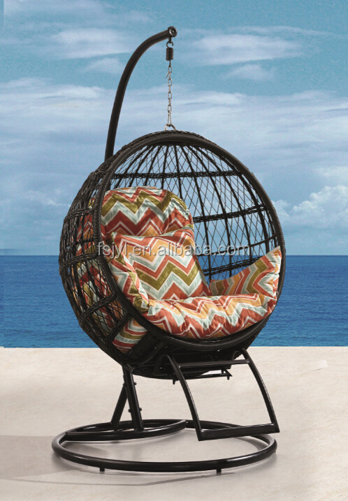 garden metal rattan hanging swing chair with aluminum frame