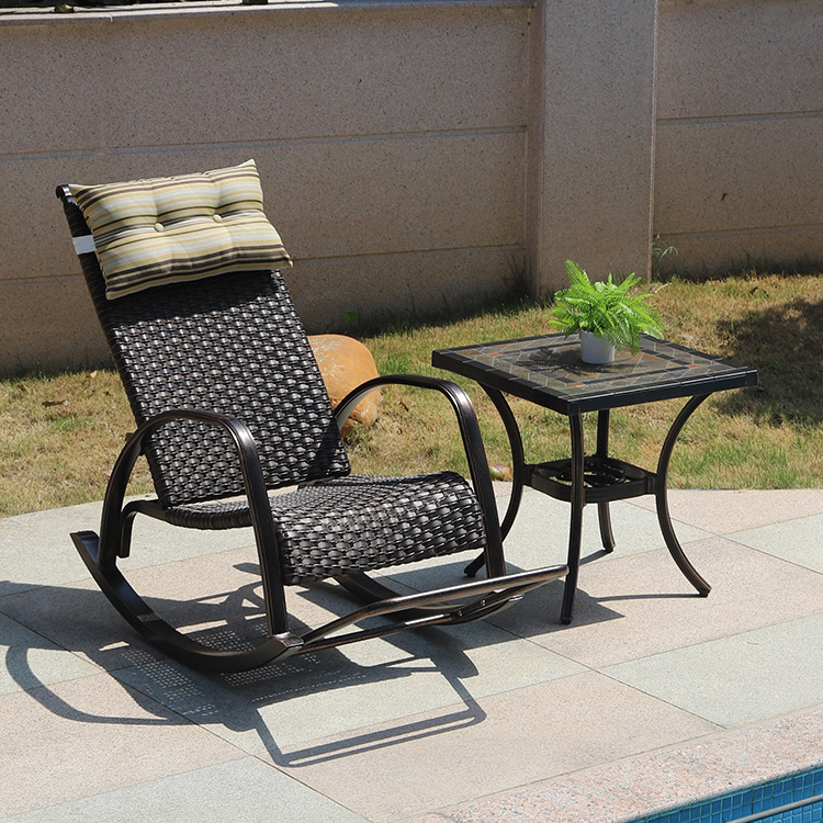 cast aluminum outdoor garden rattan wicker rocking chair for home used