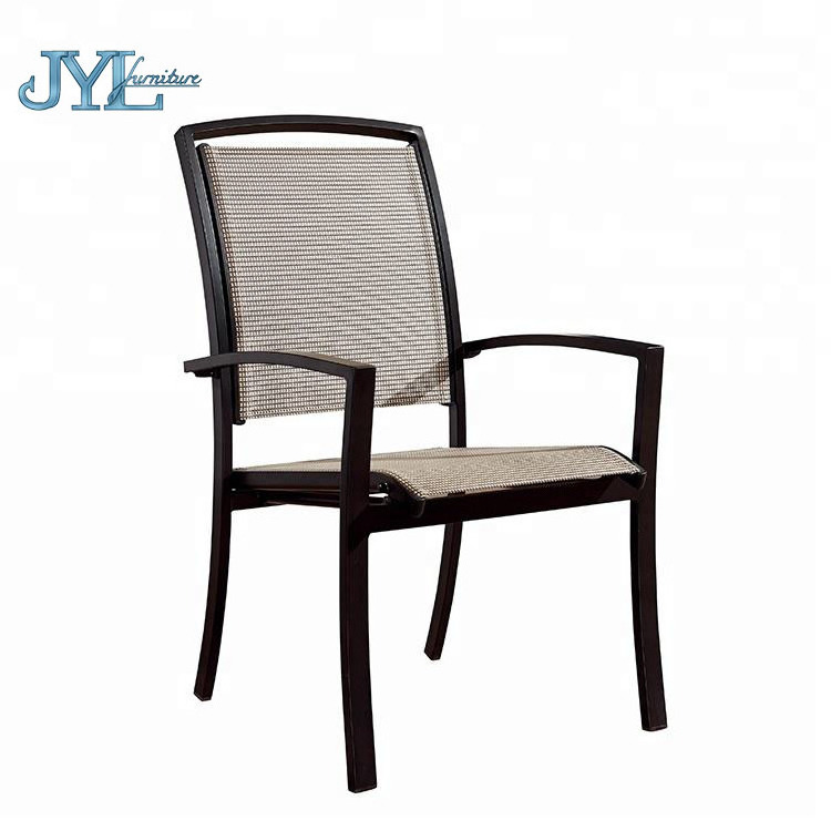 Commercial Hotel Outdoor Dining Chair Sling With Aluminum Frame Patio Wicker Swivel Chair