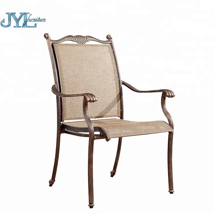 Commercial Hotel Outdoor Dining Chair Sling With Aluminum Frame Patio Wicker Swivel Chair