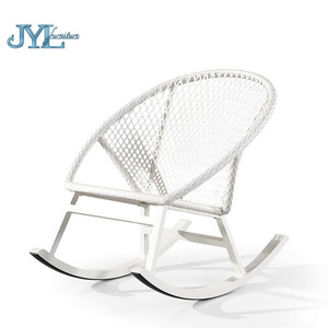 Comfortable outdoor garden cast aluminum rattan rocking chair furniture