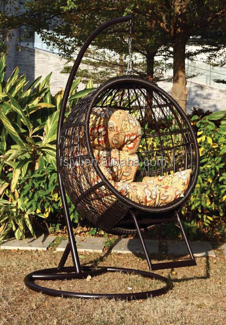 garden metal rattan hanging swing chair with aluminum frame