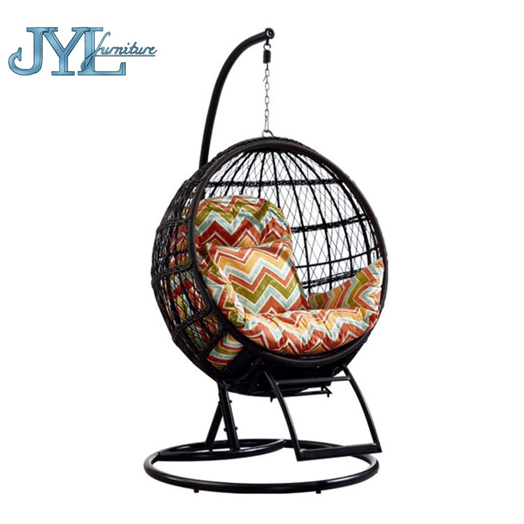 garden metal rattan hanging swing chair with aluminum frame