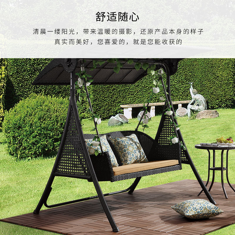 High class Red and black Double seat outdoor swing egg rattan chair for garden used