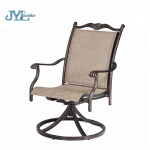 Commercial Hotel Outdoor Dining Chair Sling With Aluminum Frame Patio Wicker Swivel Chair