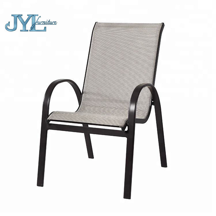 Commercial Hotel Outdoor Dining Chair Sling With Aluminum Frame Patio Wicker Swivel Chair