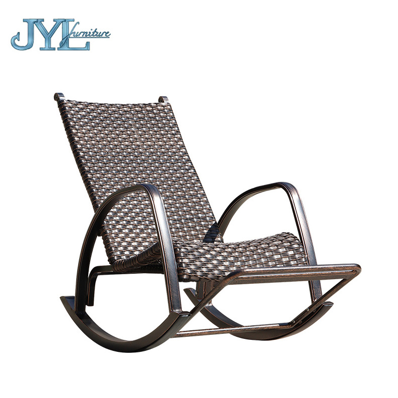 cast aluminum outdoor garden rattan wicker rocking chair for home used