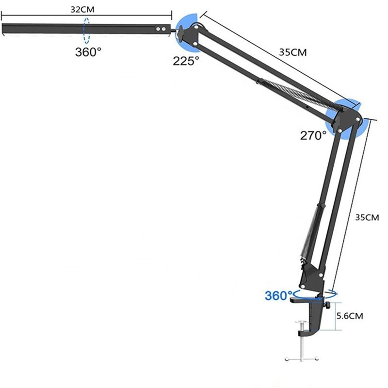 Modern Simple Adjustable Foldable LED Office Desk Lamp Professional Manicure Swing Arm Desk Lamps for Nail Salon Table