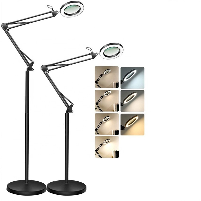 minimalist floor lamp high quality living room swing arm dimmable nordic led floor lamp with magnifier lens