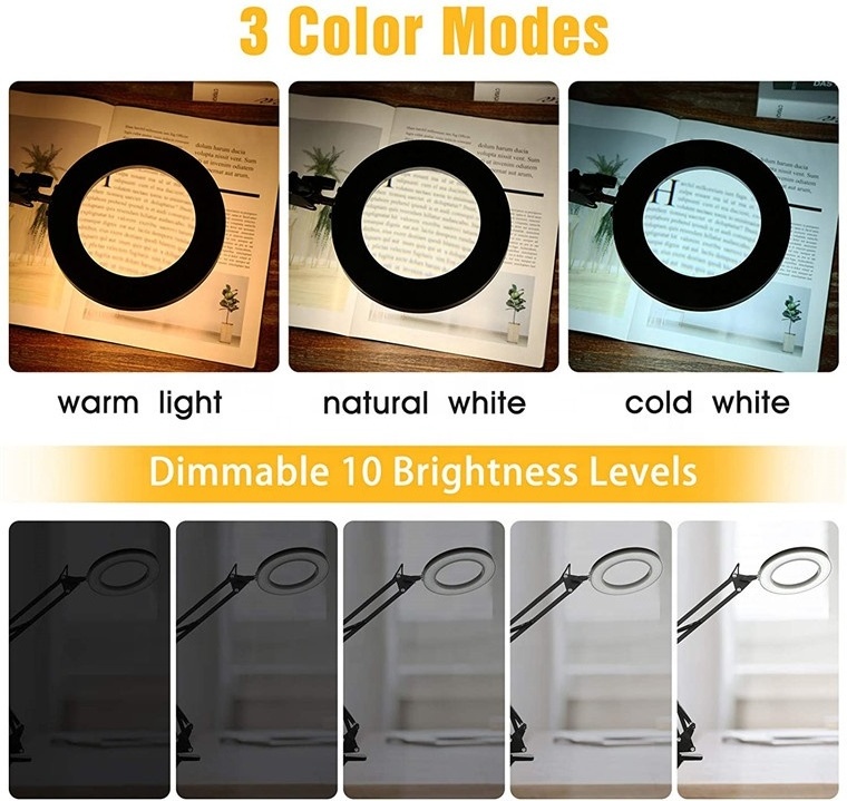 Fashion 12W eye protect led usb clip desk lamp for nails swing arm table lamp with clamp