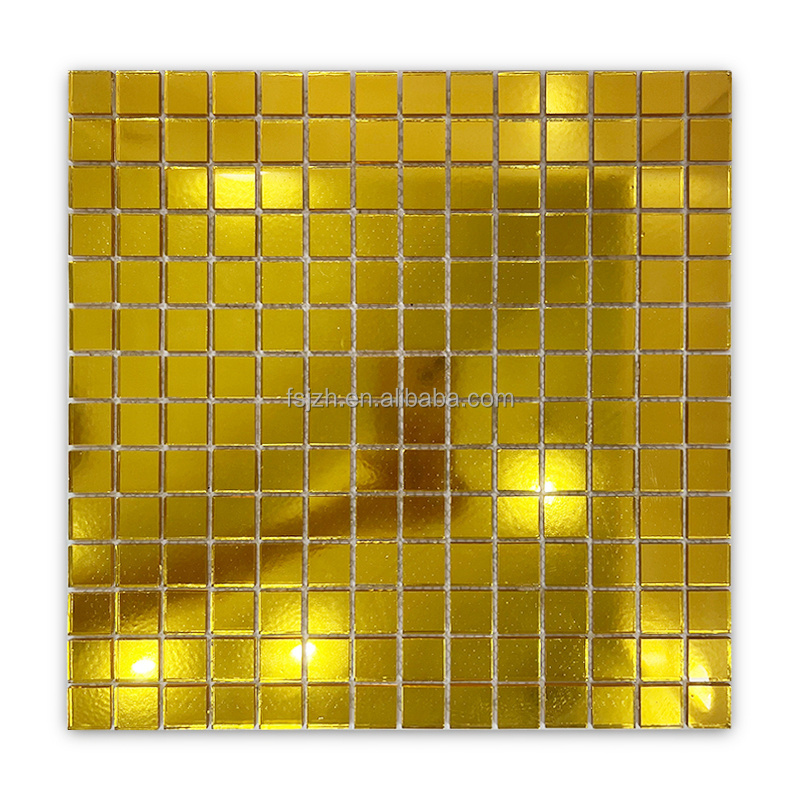 Gold  Mirror crystal glass mosaic tile cheap factory wholesale glass bathroom mosaic tile