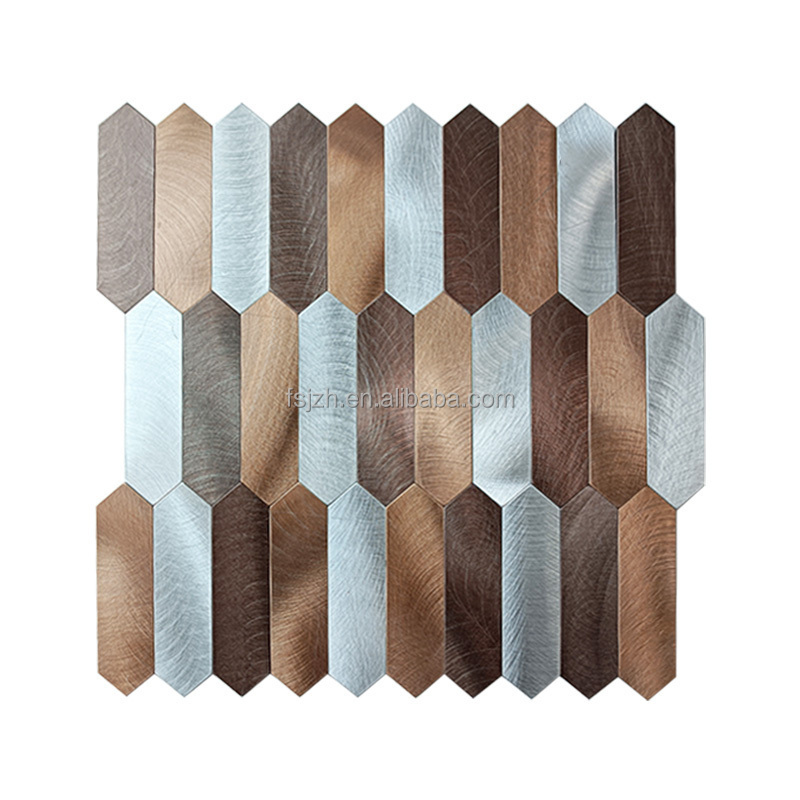 Home decor gold silver  rhombus  peel and stick  Kitchen wall panel self adhesive peel stick mosaic