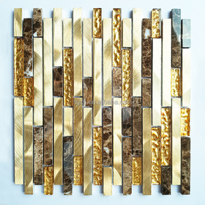 China moroccan golden select glass and stone mosaic wall tiles