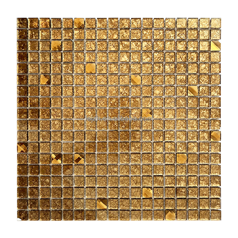 Gold mirror with 13 faces diamond Glossy Surface Mosaic Wall Decoration golden Tile Backsplash