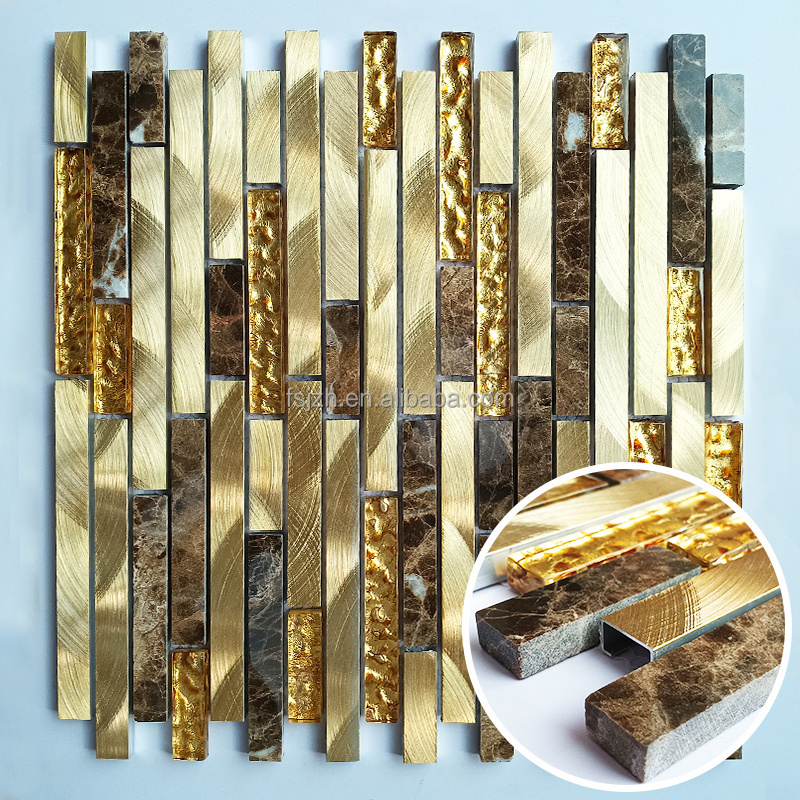 China moroccan golden select glass and stone mosaic wall tiles