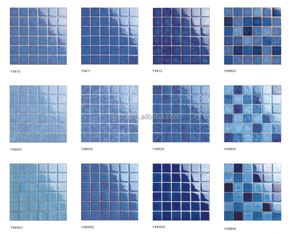 classic sky blue 48*48MM modern glazed porcelain ceramic mosaic tile for swimming pool floor border tiles swimming pool mosaics