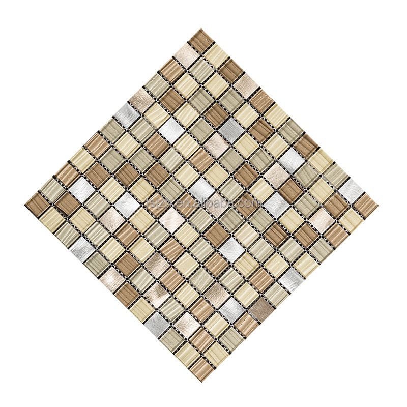 Glass mosaic mix Hot sale polished square silver metal mosaic for kitchen backsplash