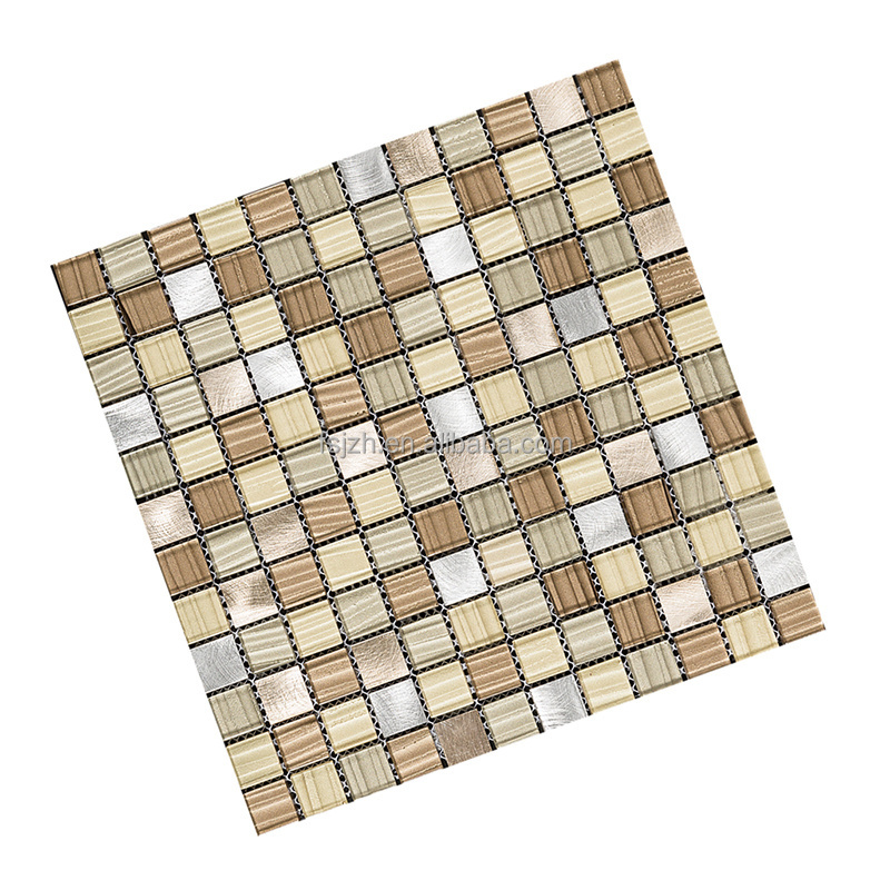 Glass mosaic mix Hot sale polished square silver metal mosaic for kitchen backsplash