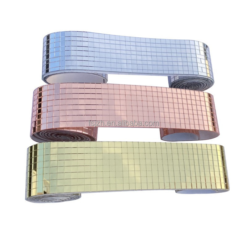 silver rose gold Self-Adhesive Glass Mosaic Tiles Small Square Mirror Tiles Sticker for DIY Craft Decoration Disco Ball party