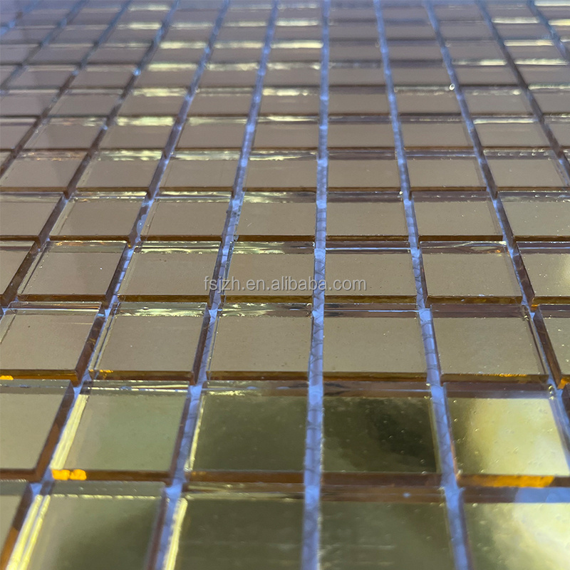 Gold  Mirror crystal glass mosaic tile cheap factory wholesale glass bathroom mosaic tile