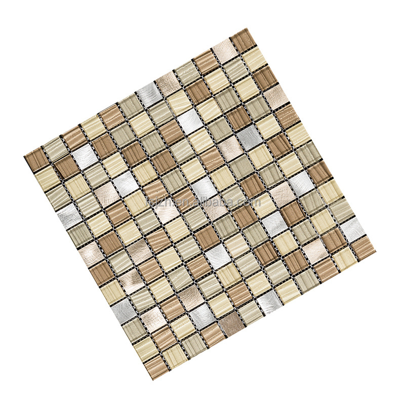 Glass mosaic mix Hot sale polished square silver metal mosaic for kitchen backsplash