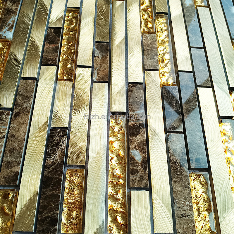 China moroccan golden select glass and stone mosaic wall tiles