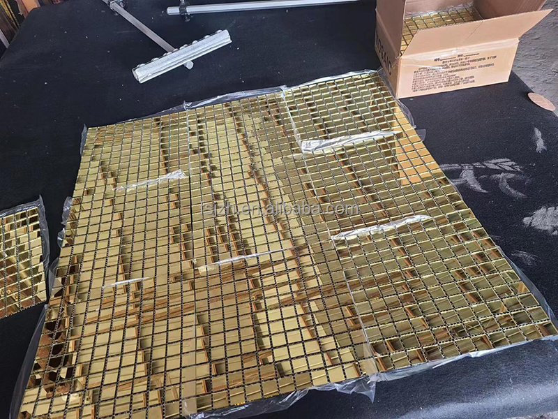 Gold  Mirror crystal glass mosaic tile cheap factory wholesale glass bathroom mosaic tile