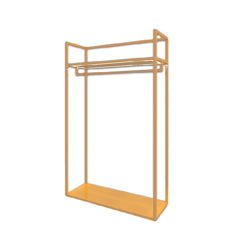 Pop gold metal hanging clothes display racks/clothing store display/display for clothes