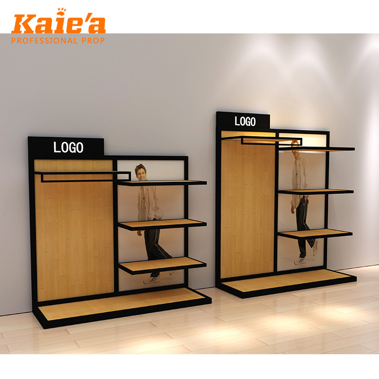 Customized Modern Commercial Showroom Clothing Display Racks Adjustable Retail Store Wood Display Stand