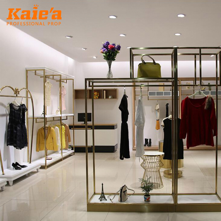 boutique clothing racks retail clothes rack Kaierda OEM shop display gold store display industrial garment rack stand display