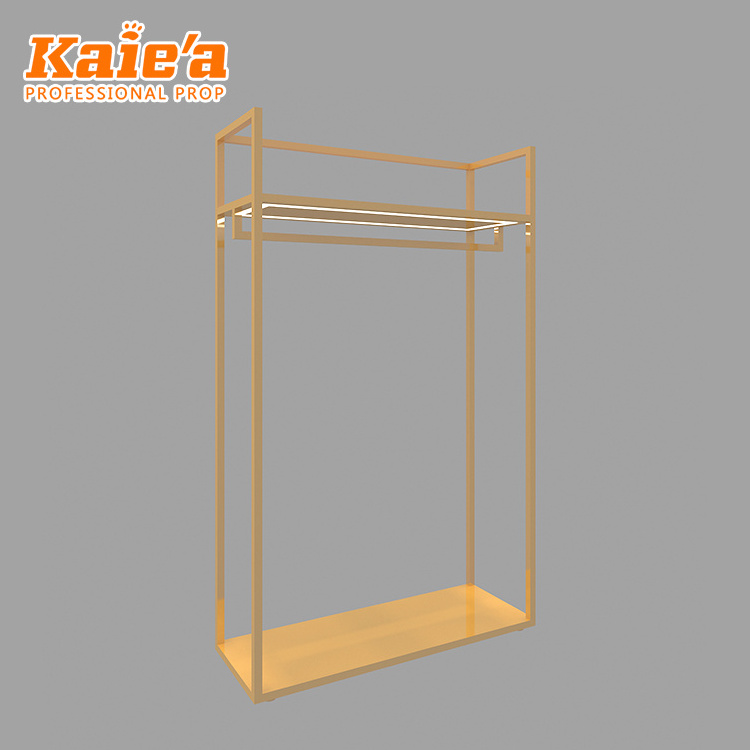 Pop gold metal hanging clothes display racks/clothing store display/display for clothes