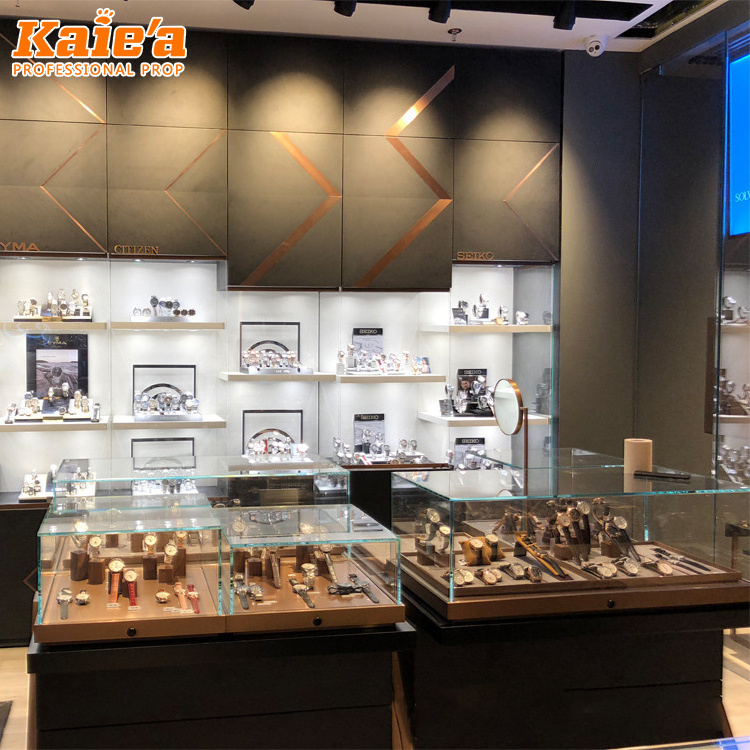 Factory Custom Glass Showcase With Led Light Watch Display Cabinet Glass Case For Store Sunglasses Showcase Kiosk